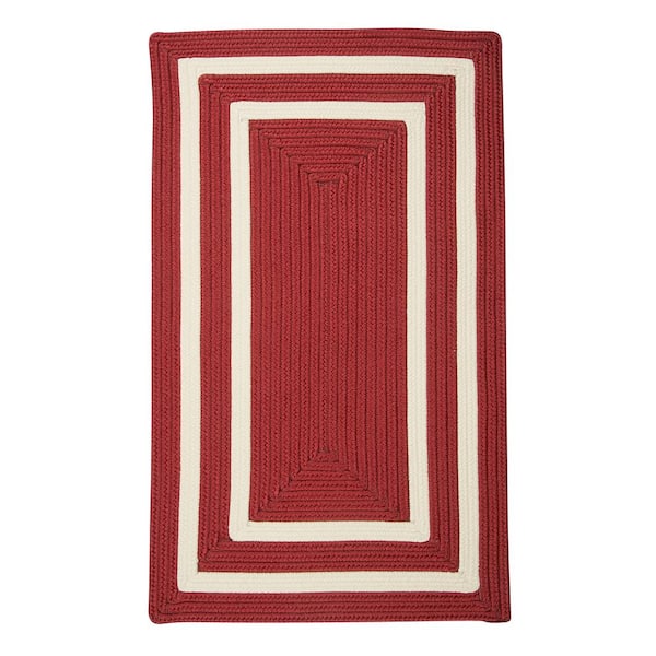 Home Decorators Collection Griffin Border Red/White 5 ft. x 8 ft. Braided Indoor/Outdoor Patio Area Rug