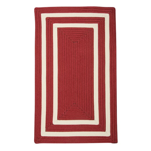 Home Decorators Collection Griffin Border Red/White 8 ft. x 11 ft. Braided Indoor/Outdoor Patio Area Rug