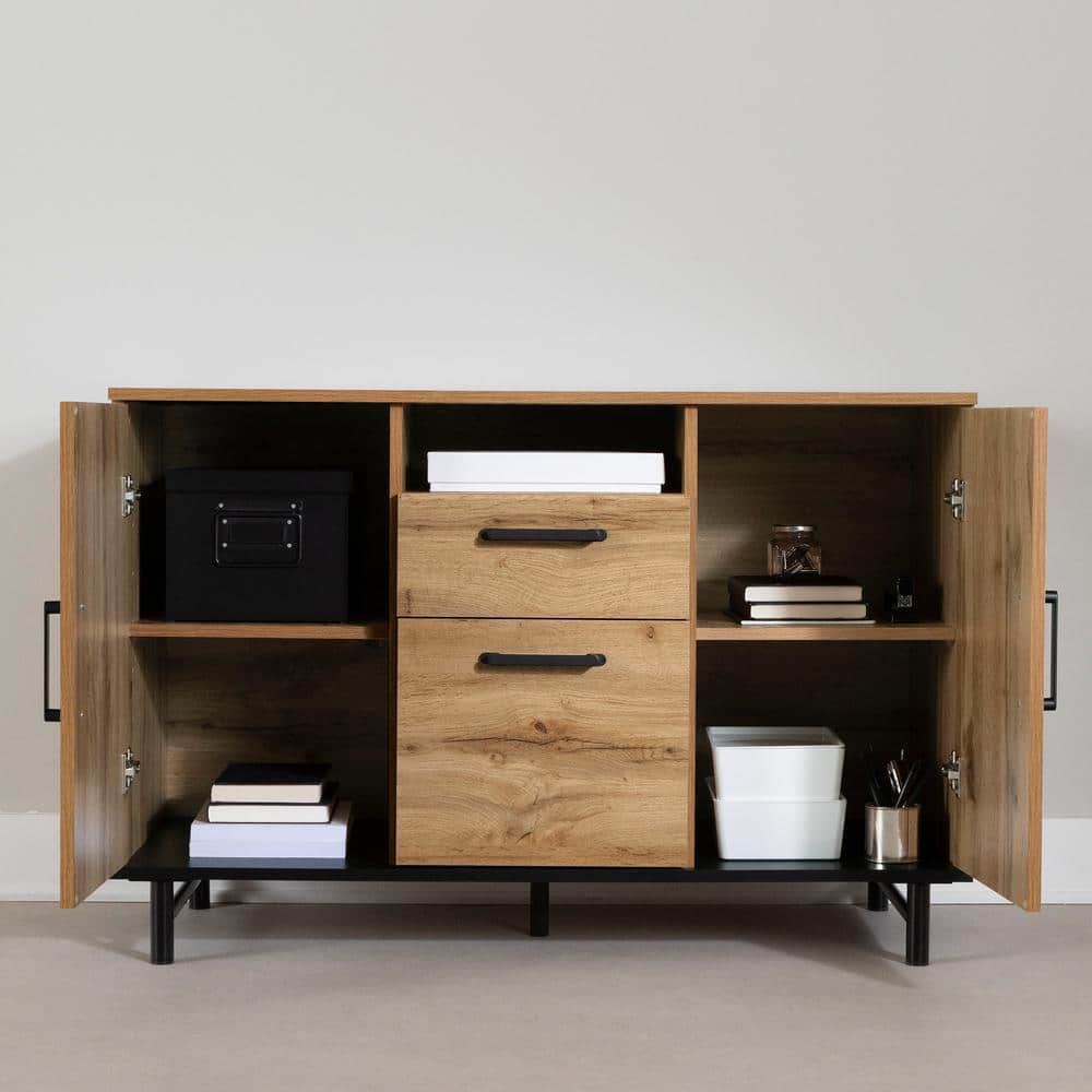 Ezra 29.25" Nordik Oak 2-Door Credenza with Drawers