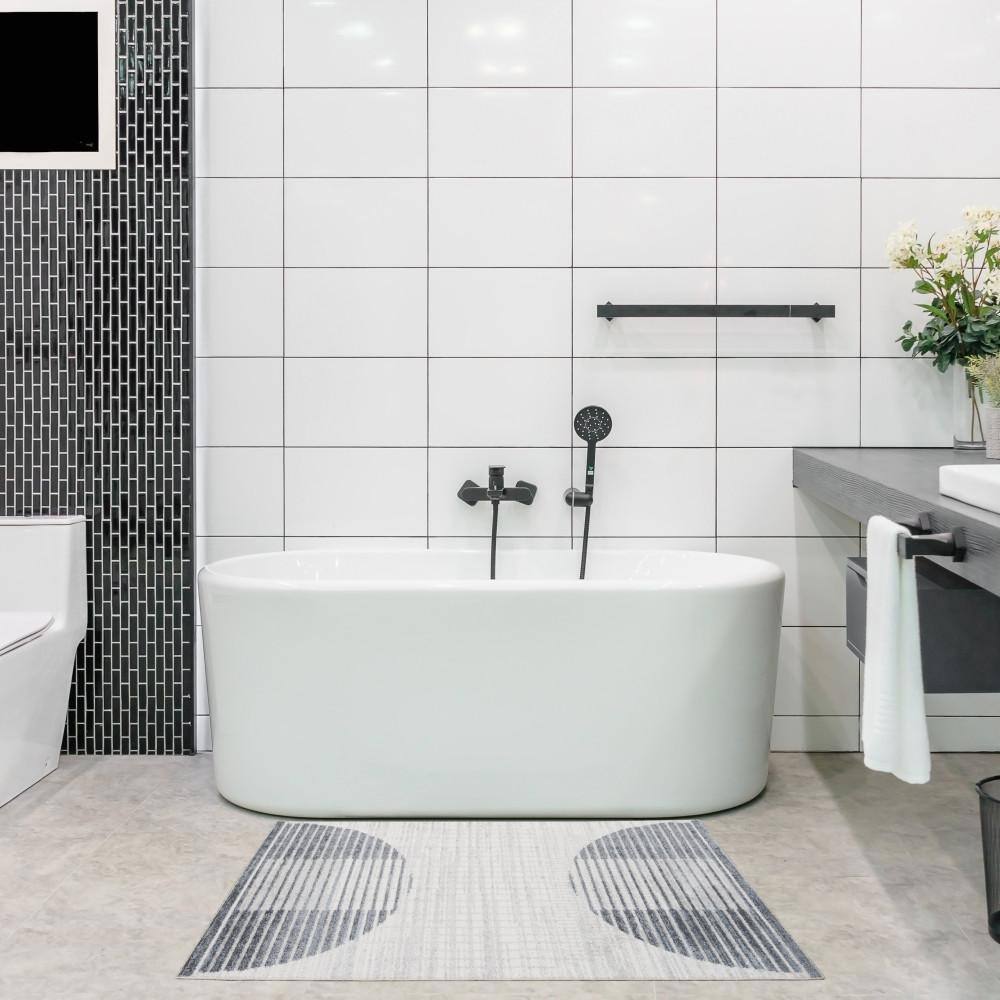 Astra Shimmering Geometric Blue Round Easy-Care Area Rug