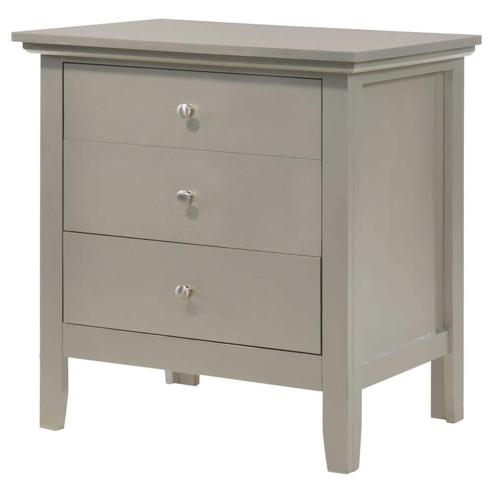 Hammond Silver Champagne 26" Wood 3-Drawer Nightstand