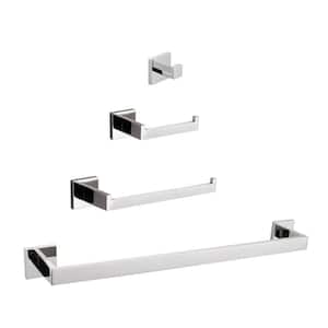 4-Piece Stainless Steel Bath Hardware Set with Mounting Hardware in Chrome