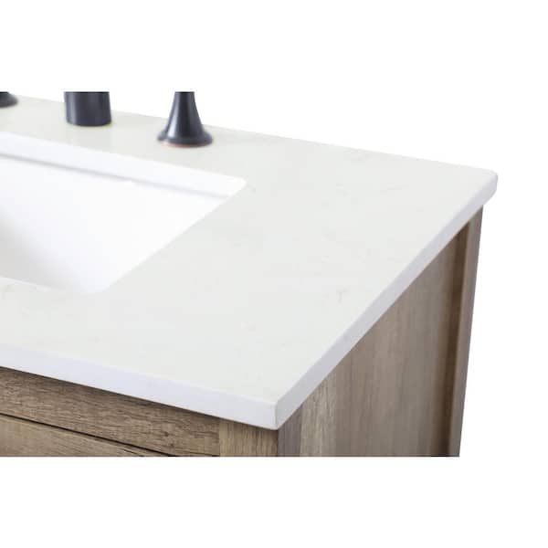 30 in. W x 19 in. D x 34 in. H Bath Vanity in Natural Oak with White Engineered Marble Top