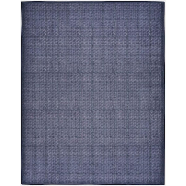Nourison Washables Navy Blue 5 ft. x 7 ft. Geometric Contemporary Area Rug
