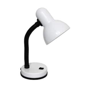 14.25 in. White Basic Metal Desk Lamp with Flexible Hose Neck