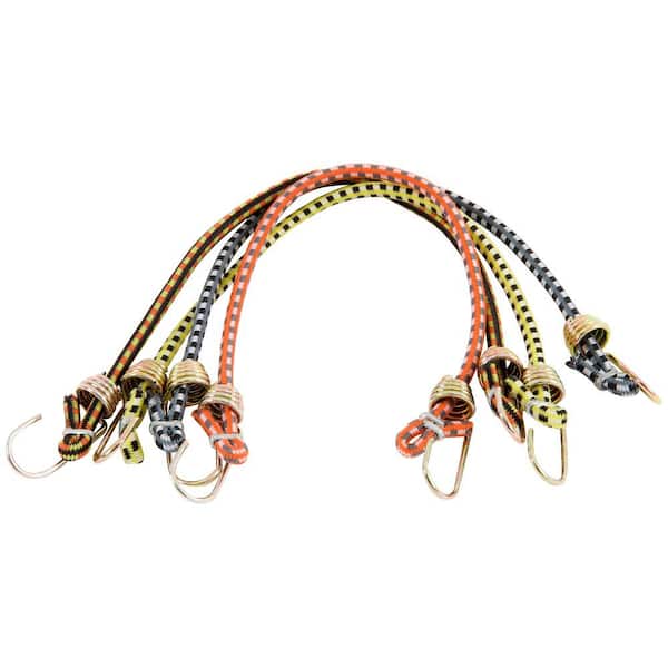 Keeper 10 in. Mini Multi-Colored Bungee Cords with Hooks (4 Pack)