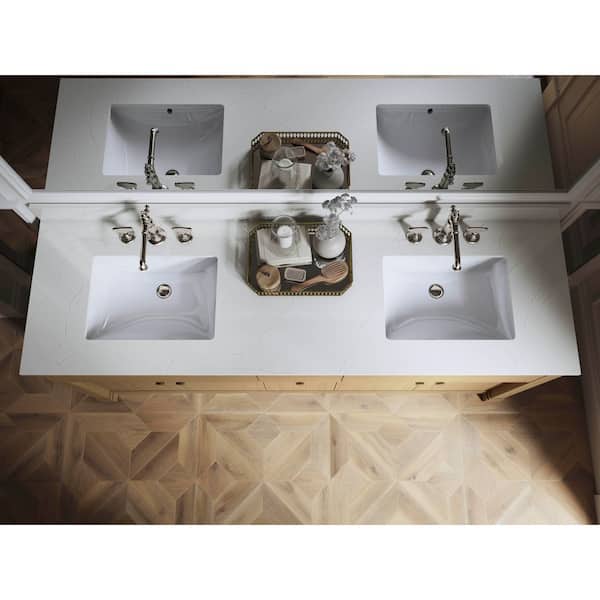Alouette 72 in. Double SinkLight Oak Bath Vanity Cabinet with Sinks and Quartz Top