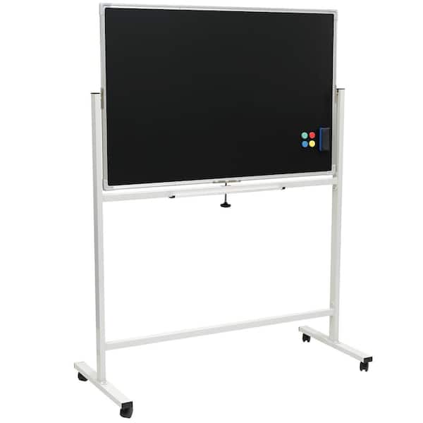 Excello 48 in. x 32 in. Double Sided Mobile Chalkboard, White
