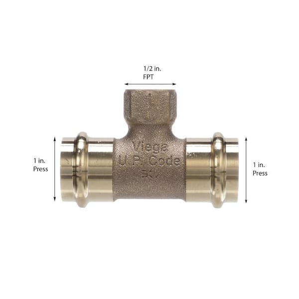 ProPress 1 in. Press x 1 in. Press x 1/2 in. FPT Zero-Lead Bronze Tee (5-Pack)