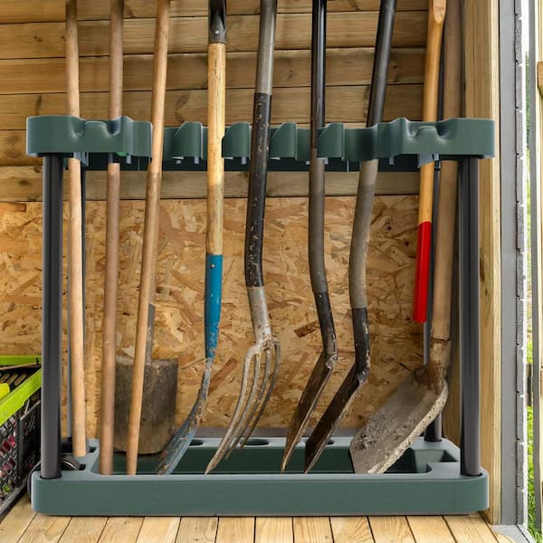 Rubbermaid 34 inch Heavy Duty Garden Tool and Sports Storage Rack for Sheds, Black
