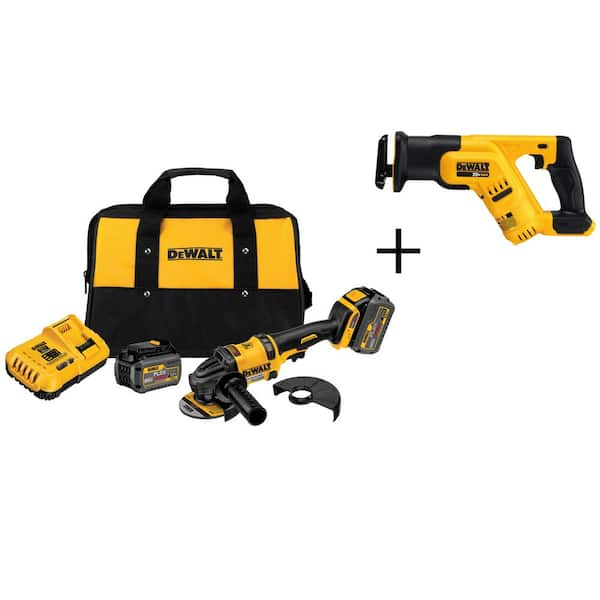 DEWALT FLEXVOLT 60V MAX Cordless Brushless 4-1/2 in. Angle Grinder and 20V Reciproacting Saw with (2) FLEXVOLT 6.0Ah Batteries