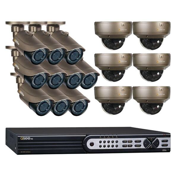 Q-SEE Platinum Series 16-Channel 1080p 3TB NVR Surveillance System with (10) Bullet and (6) Dome Cameras, 100 ft. Night Vision