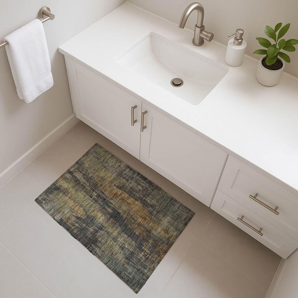 Mayfield Premium Machine Washable Abstract AMF1648 Charcoal 2 ft. x 3 ft. Area Rug