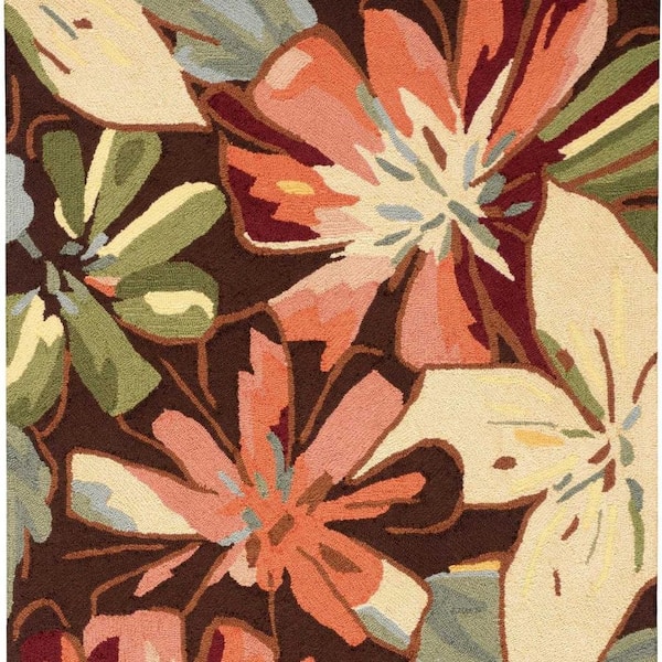 4 ft. x 6 ft. Tan and Dark Brown Floral Hand Carved Handmade Area Rug