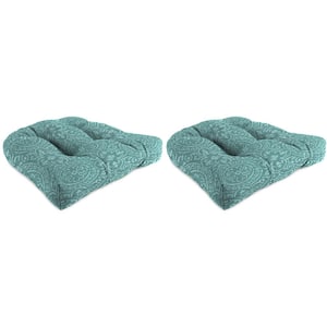 18 in. L x 18 in. W x 4 in. T Tufted Outdoor Wicker Seat Cushion in Quasi Zinc (2-Pack)