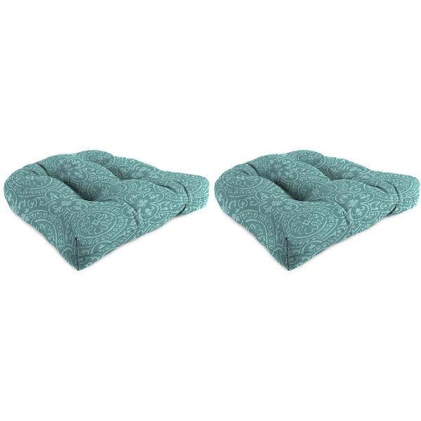 Jordan Manufacturing 18 in. L x 18 in. W x 4 in. T Tufted Outdoor Wicker Seat Cushion in Quasi Zinc (2-Pack)