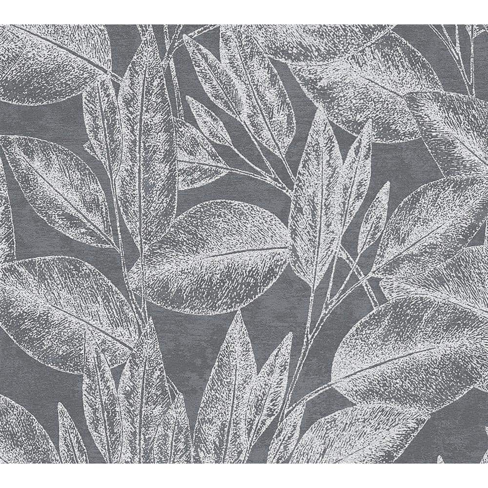 Suki Grey Leaves Wallpaper
