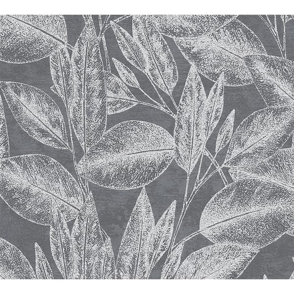 Advantage Suki Grey Leaves Wallpaper Sample