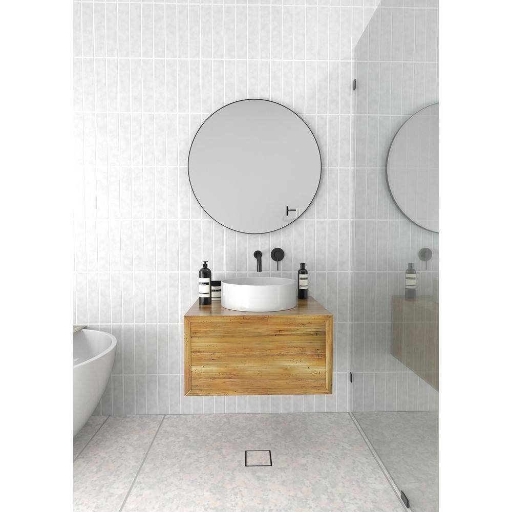 Trinity 28" Round Black Wood Framed Modern Mirror