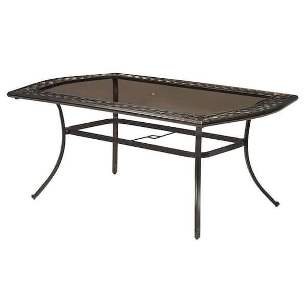 Hampton Bay Belcourt Rectangular Metal Outdoor Dining Table D11334g 7b T The Home Depot