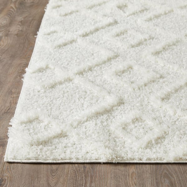Vemoa Adeta Cream 7 ft. 10 in. x 9 ft. 10 in. Geometric Polyester Area Rug
