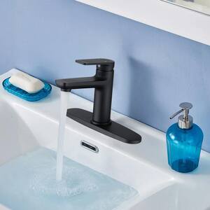 8 in. Widespread 1-Handle Bathroom Faucet with Deckplate Included and Spot Resistant in Matte Black