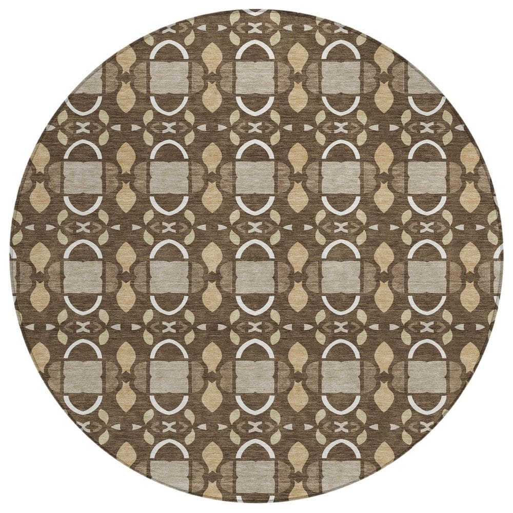Chantille Machine Washable Indoor/Outdoor Abstract ACN2920 Chocolate 8 ft. x 8 ft. Round Rug price history on PriceWatchPro