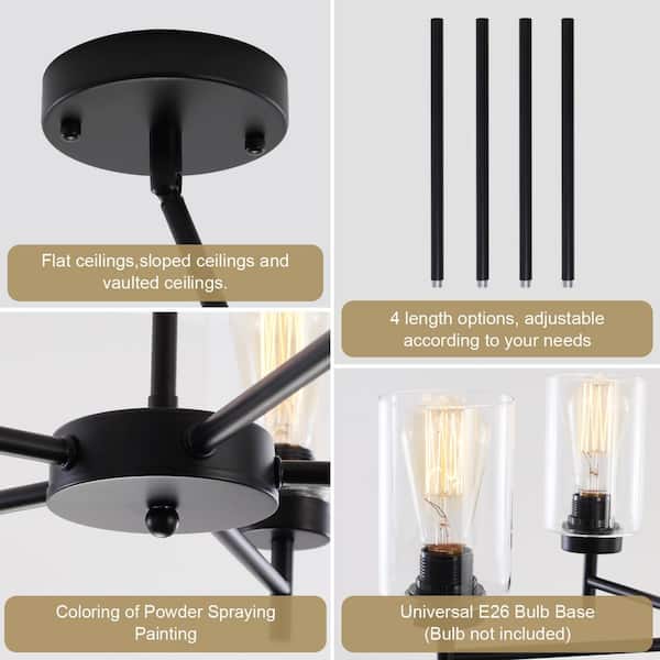 LWYTJO Delmo 5-Light Black Dimmable Rustic Chandelier with