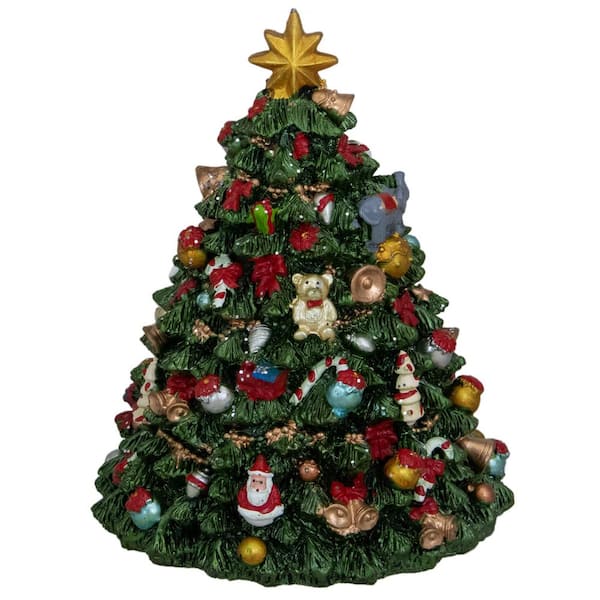 Northlight 6 .25 in. Green Musical Rotating Christmas Tree Figurine 34297017 - The Depot