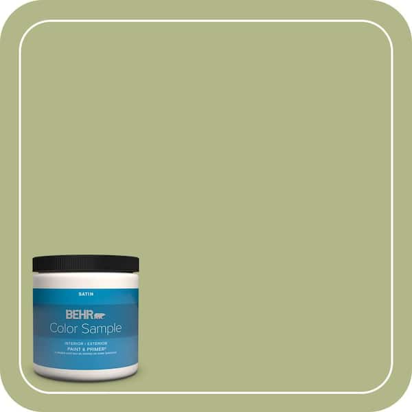 BEHR PREMIUM PLUS 8 oz. #PPU10-07 Lima Green Satin Enamel Interior/Exterior Paint & Primer Color Sample