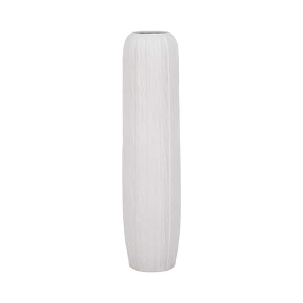 32 in. White Stoneware Urn Floor Decorative Vase