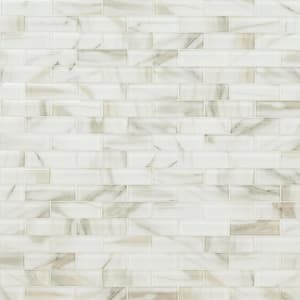 Ivory Amber Beveled 12 in. x 12 in. Glossy Glass Subway Mosaic Wall Tile (9.7 sq. ft./Case)