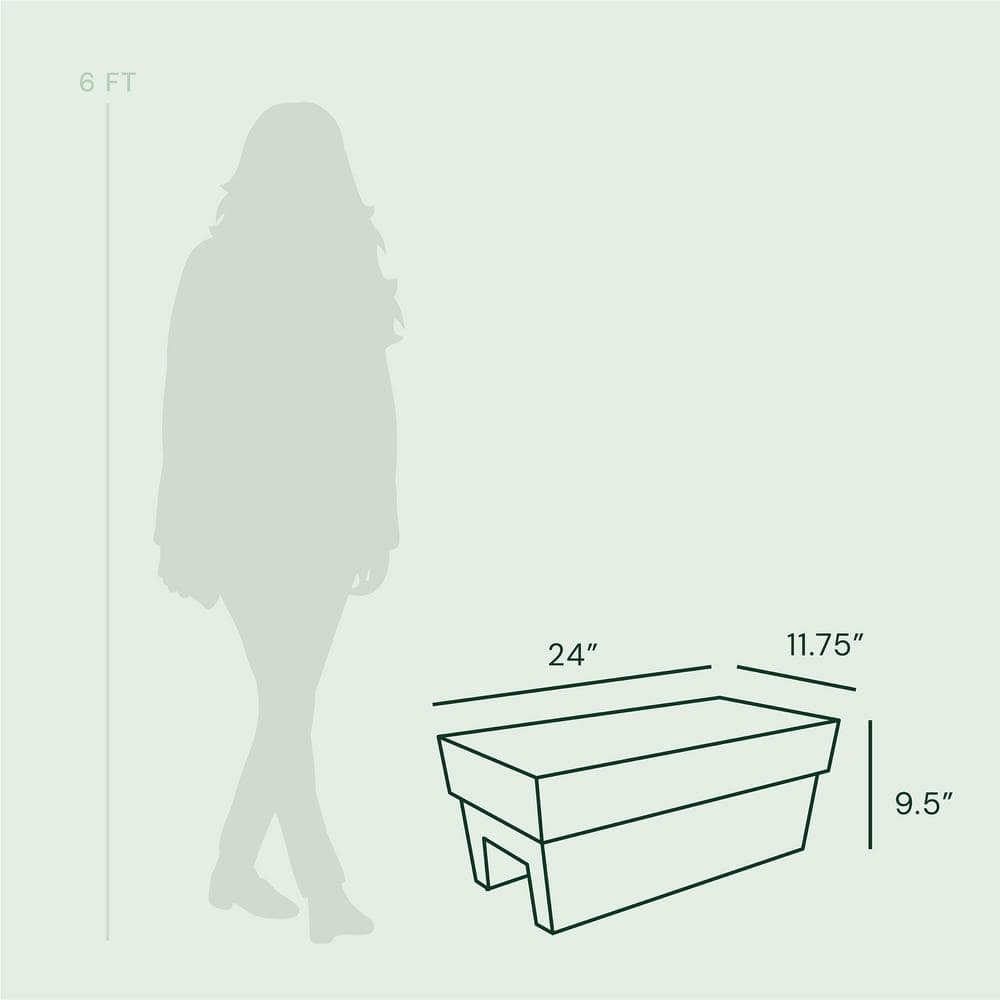 Black Recycled Plastic Rectangular Deck Rail Planter