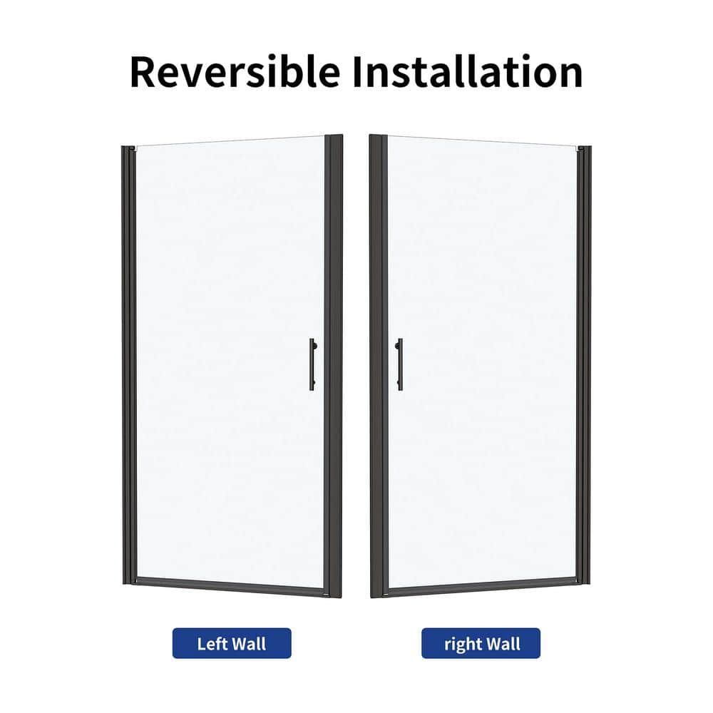 Matte Black Frameless Pivot Shower Door with Clear Glass, 32" x 72"