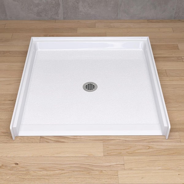 38 in. x 38 in. Acrylic Single Threshold Shower Pan Alcove Rectangular ADA Shower Pan Base with Center Drain in White