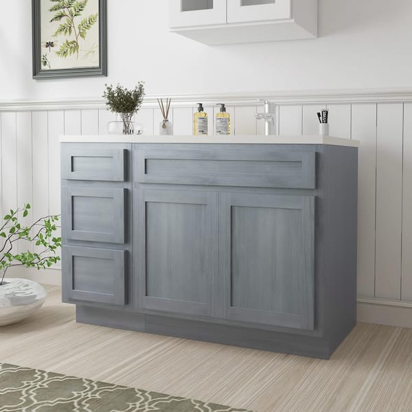 Vanity Art 51 in. W x 21 in. D x 32.5 in. H Bath Vanity Cabinet without Top in Silver