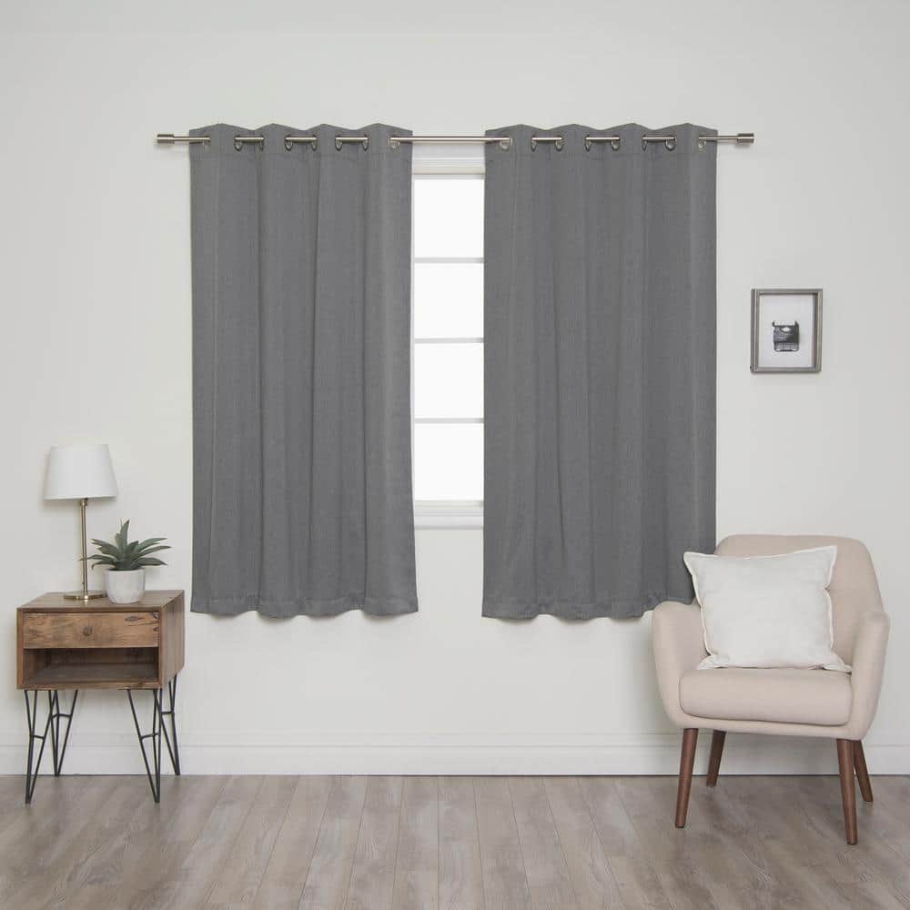 Best Home Fashion Grey Grommet Blackout Curtain 52 in. W x 63 in. L (Set  of 2) JC_03_GS_HEATHERBO-63-GREY The Home Depot