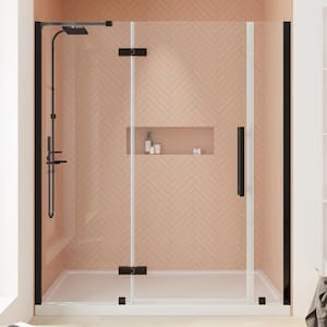 Tampa 60 in. L x 32 in. W x 75 in. H Alcove Shower Kit with Pivot Frameless Shower Door in ORB and Shower Pan