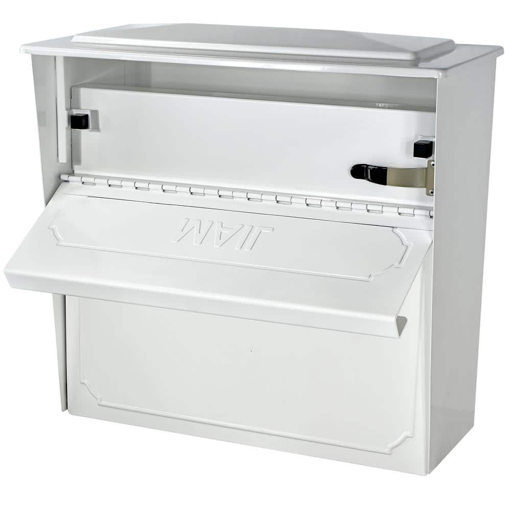 Alpine White Large Lockable Steel Wall Mount Mailbox