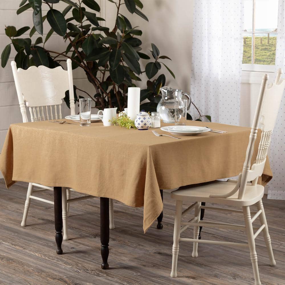 Tan Cotton Burlap Square Tablecloth 60 x 60