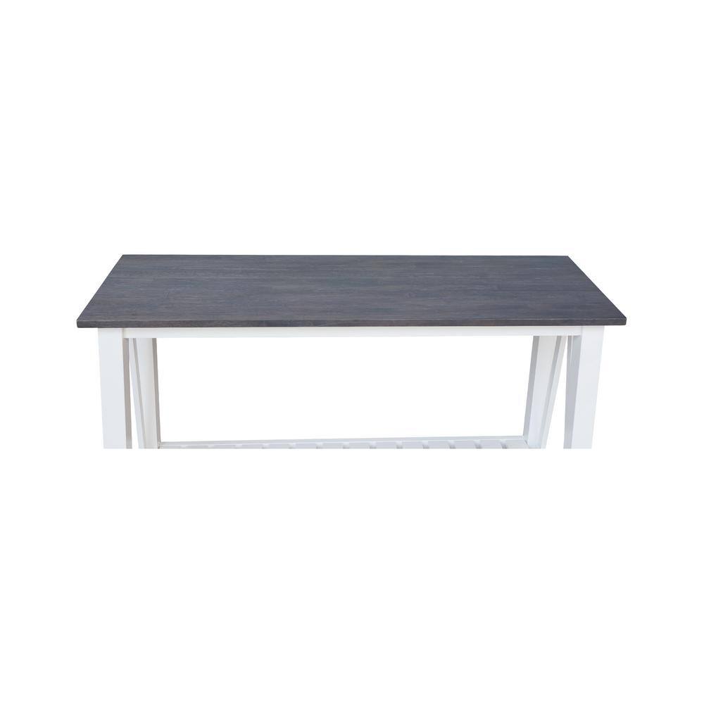 Surrey 65" White and Heather Gray Solid Wood Console Table with Storage