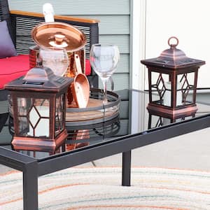 Lucien 9 in. Copper Outdoor Solar LED Candle Lantern (Set of 4)