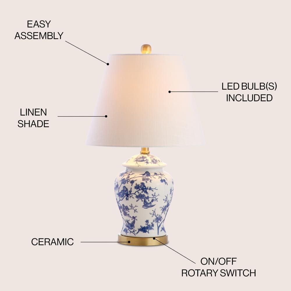 Penelope 22" Chinoiserie Blue and White LED Table Lamp