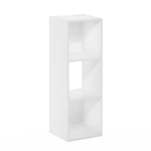 Peli 36 in. Tall White Wood 3-Shelf Cubic Storage Bookcase with Open Shelves