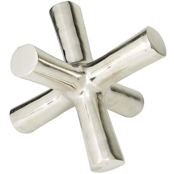 Litton Lane 10 in. x 9 in. Silver Aluminum Jack Abstract Sculpture