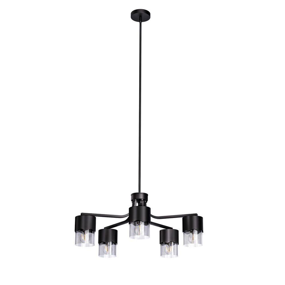 5-Light 28 in. Black Modern Shaded Dimmable Chandeliers Dining Kitchen Ceiling Lights Foyer Bedroom Lighting price history on PriceWatchPro
