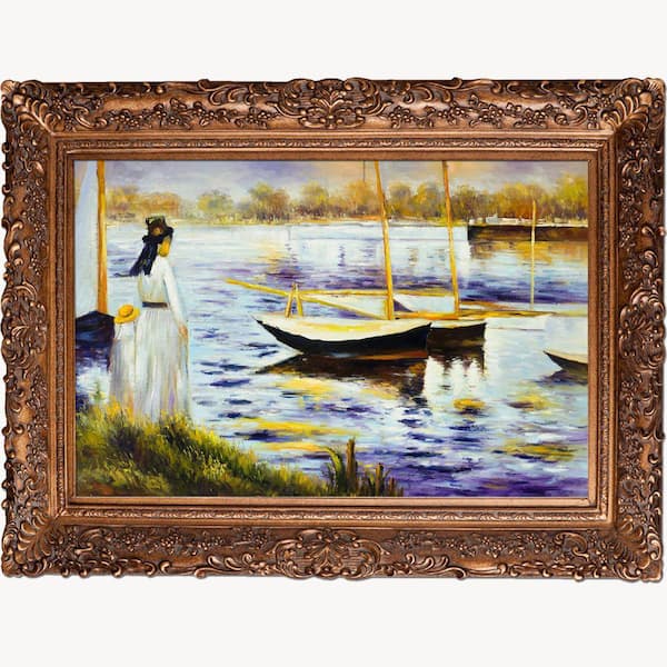 LA PASTICHE 33.5 in. x 45.5 in. "The Banks Of The Seine At Argenteuil" by Edouard Manet Framed Oil Painting