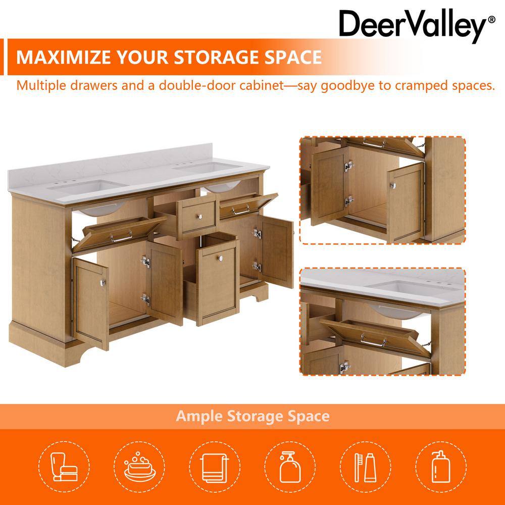 72" Walnut Freestanding Double Bathroom Vanity with Marble Top