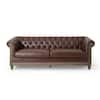 Noble House Glencoe 78.75 in. Width Dark Brown and Natural Faux Leather ...