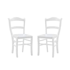 Nellie White Wood With Wood Seat Dining Chair (Set of 2)
